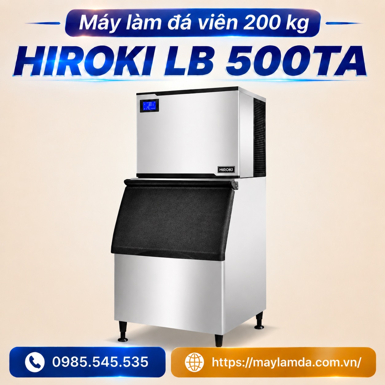 May-lam-da-vien-200-kg-Hiroki-LB-500TA Máy làm đá viên 200 kg - Hiroki LB 500TA