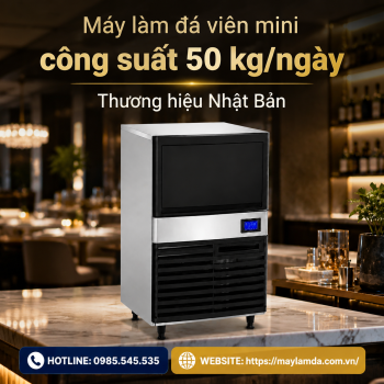 Máy làm đá viên mini công suất 50 kg/ngày - thương hiệu Nhật Bản