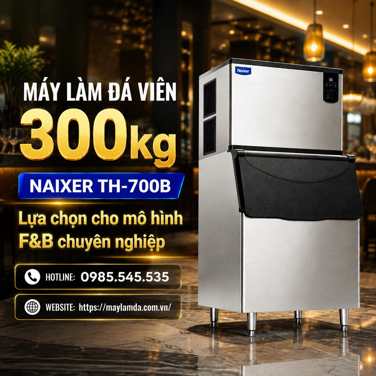 May-lam-da-vien-300kg-Naixer-TH-700B-lua-chon-cho-mo-hinh-F&B-chuyen-nghiep Naixer TH-700B – Máy làm đá viên 300kg, năng suất cao, vận hành ổn định