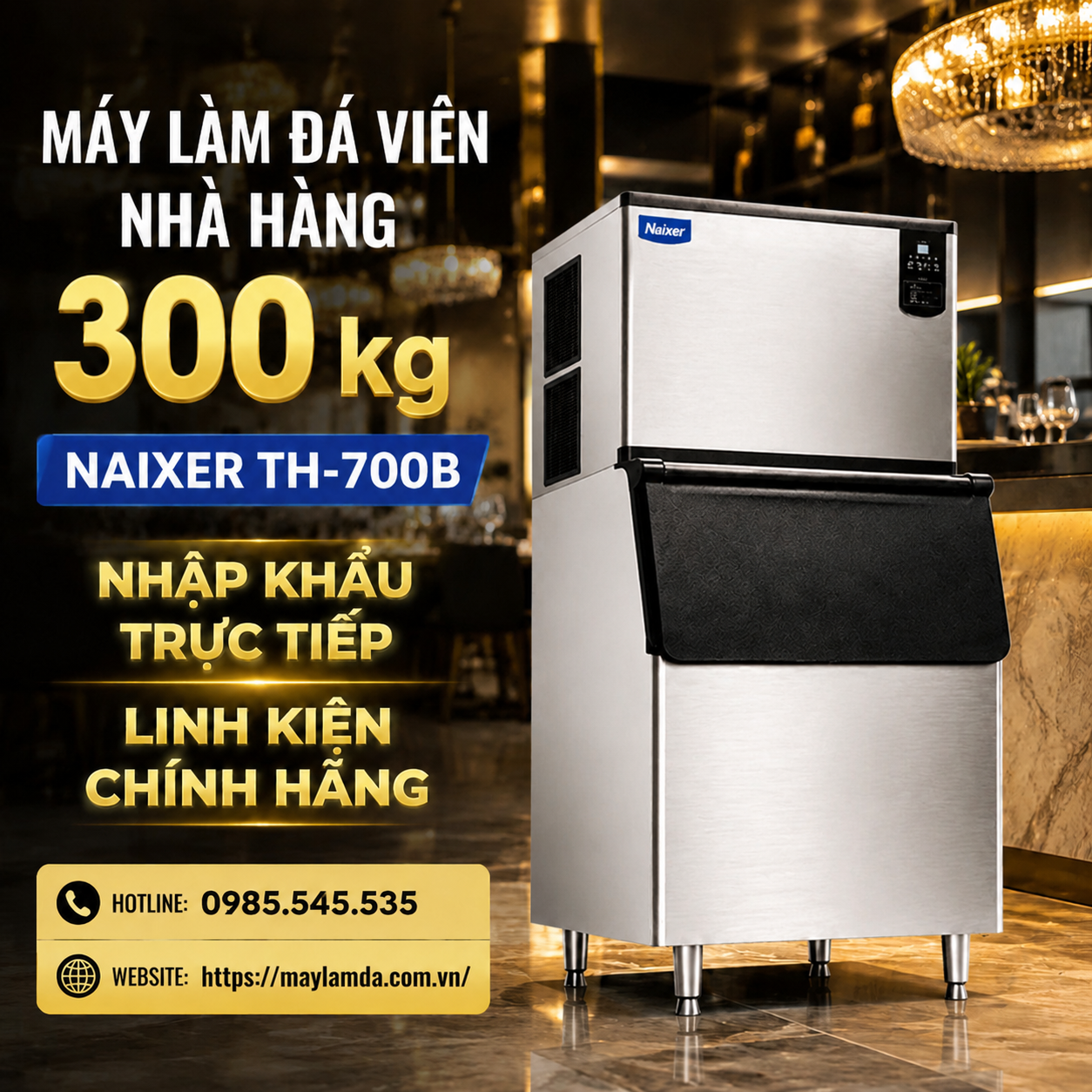 Naixer-TH-700B-May-lam-da-vien-300kg,-nang-suat-cao,-van-hanh-on-dinh Máy làm đá viên Naixer TH-700B 300kg – Năng suất cao, đá viên đồng đều