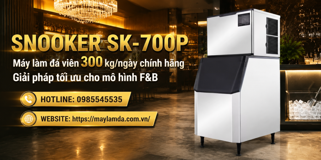 Snooker SK-700P – Máy làm đá viên 300 kg/ngày chính hãng, giải pháp tối ưu cho mô hình F&B