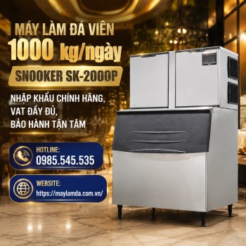 Máy làm đá viên 1000 kg/ngày Snooker SK-2000P - Nhập khẩu chính hãng, VAT đầy đủ, Bảo hành tận tâm