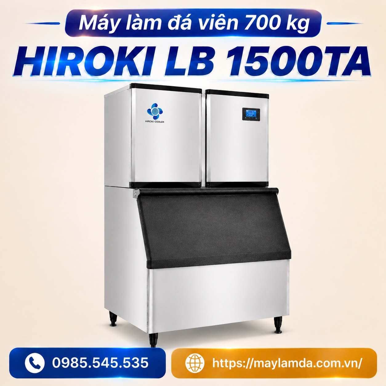 May-lam-da-vien-700-kg-Hiroki-LB-1500TA Máy làm đá viên 700 kg - Hiroki LB 1500TA